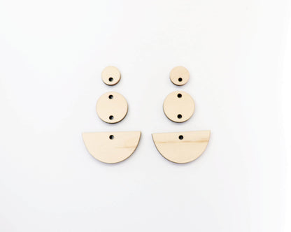 3 Piece Wood Earring blanks, wood blanks, sold per pair