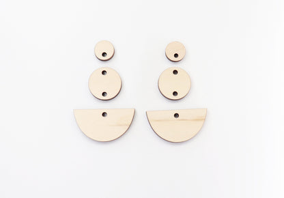 3 Piece Wood Earring blanks, wood blanks, sold per pair