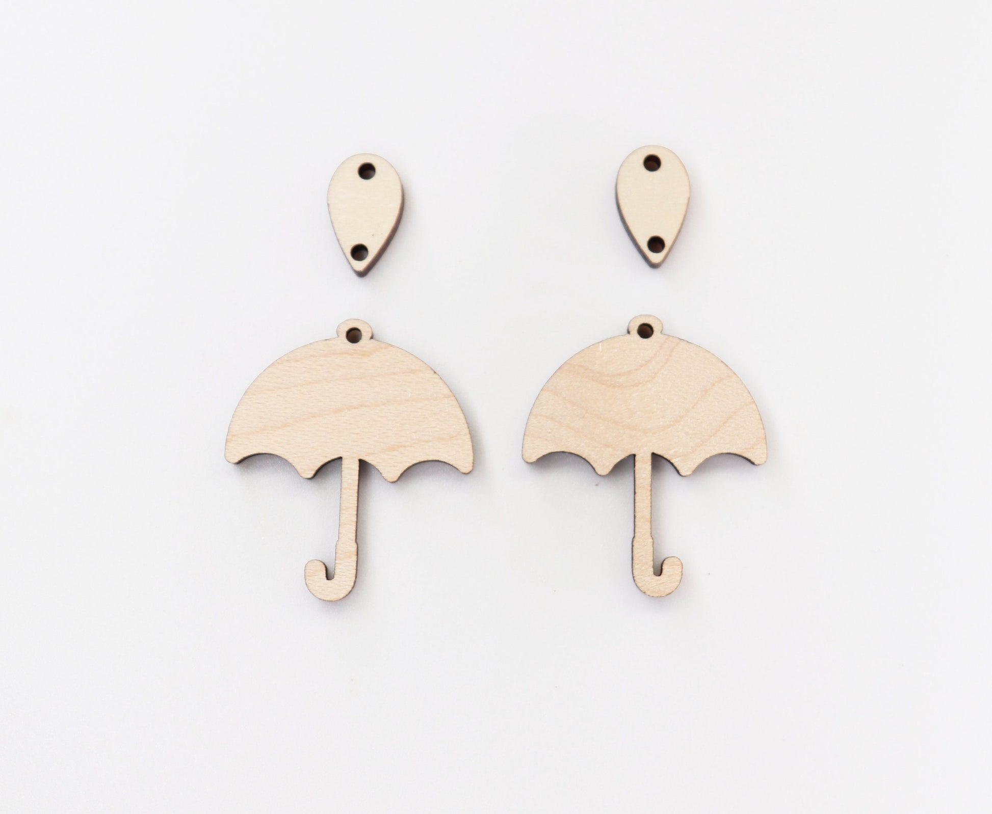 Umbrella Wood earring blanks, DIY earrings, earring blanks, sold per set