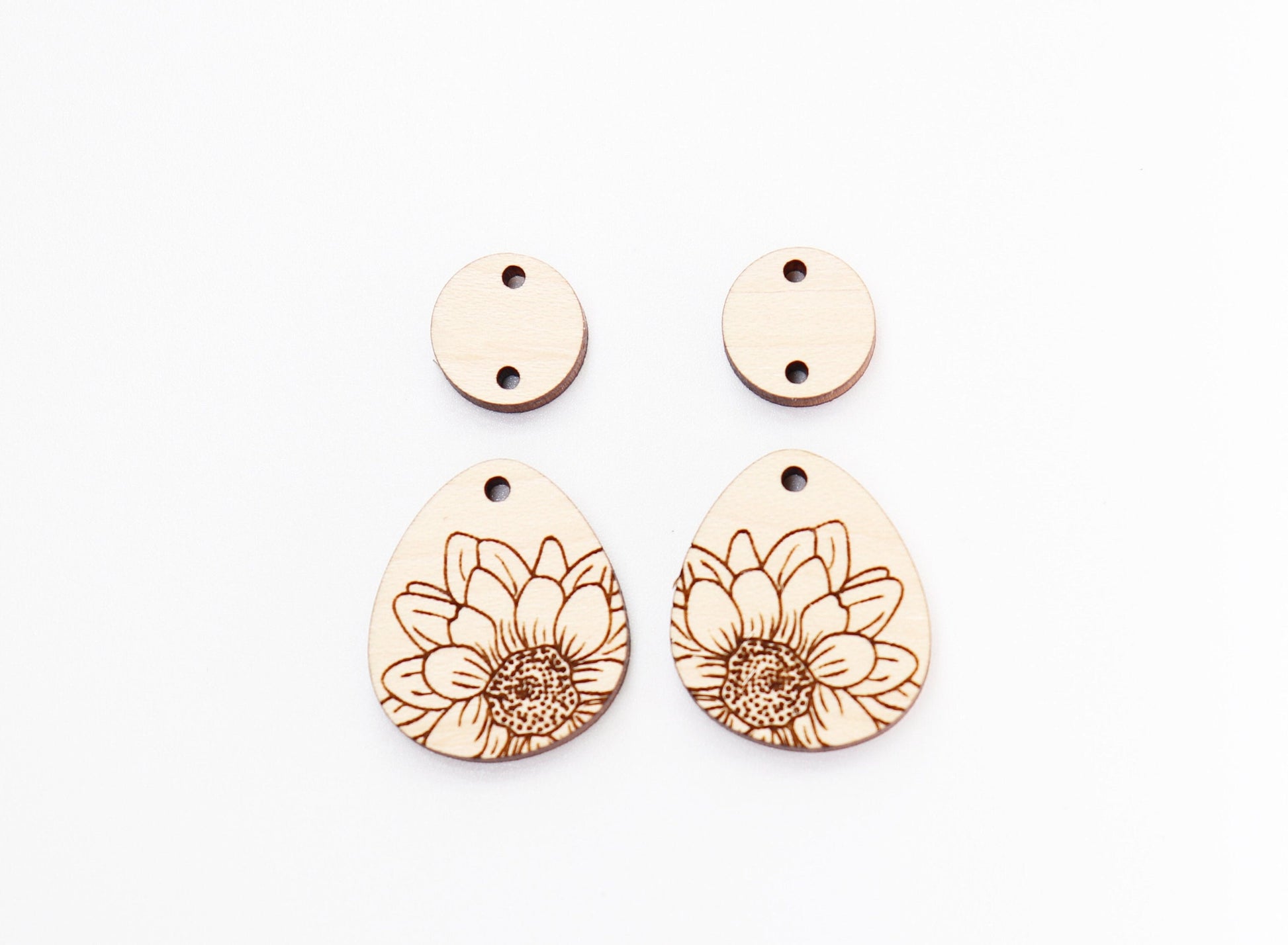 Floral earring blanks,  wood earring blanks,  DIY earrings, earring blanks, sold per set