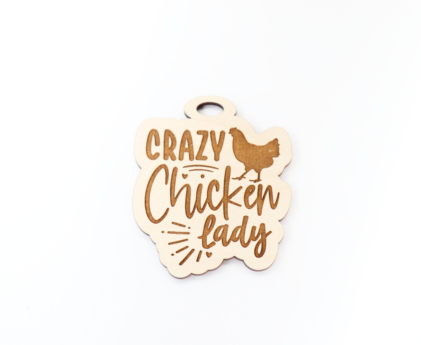 Crazy Chicken lady car charm,  wood blanks, wood cutouts