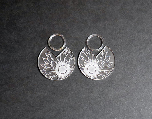 Clear flower Acrylic blanks, Sold per pair, Acrylic cutouts