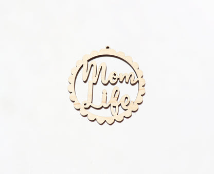 Mom life Car charm blank, wood blanks, wood cutouts, mom life