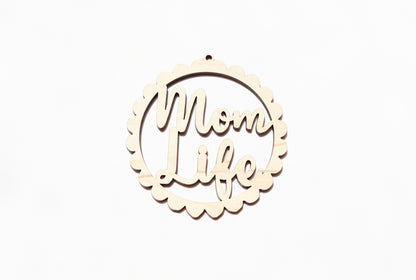 Mom life Car charm blank, wood blanks, wood cutouts, mom life