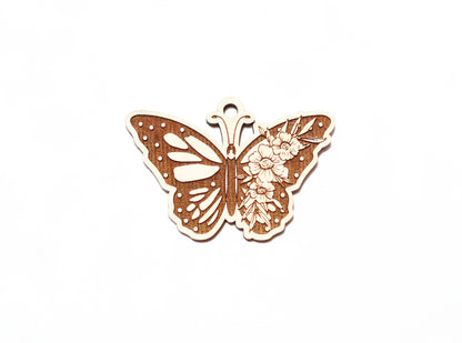 Butterfly car charm blank, wood blanks, wood cutouts