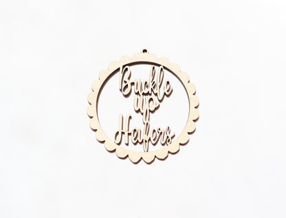 Buckle up car charm, wood blanks, wood cutouts