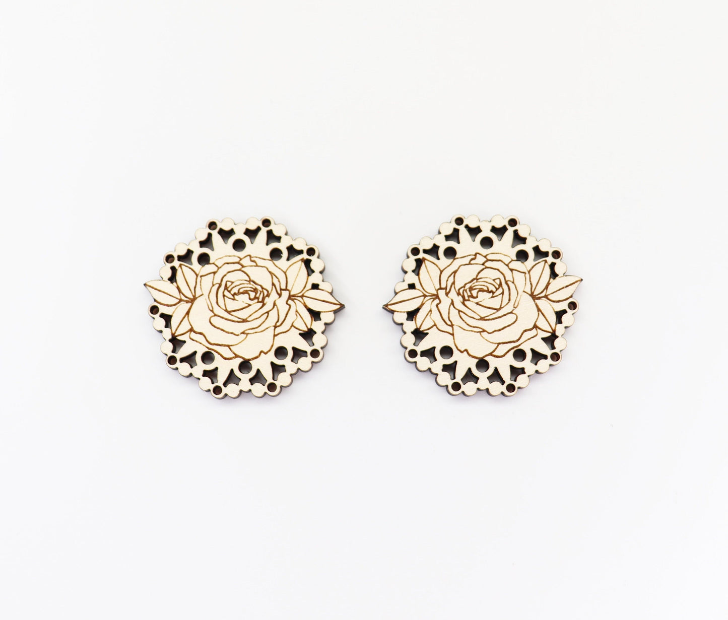 Rose Earring blanks, DIY earrings, flower earrings, sold per set