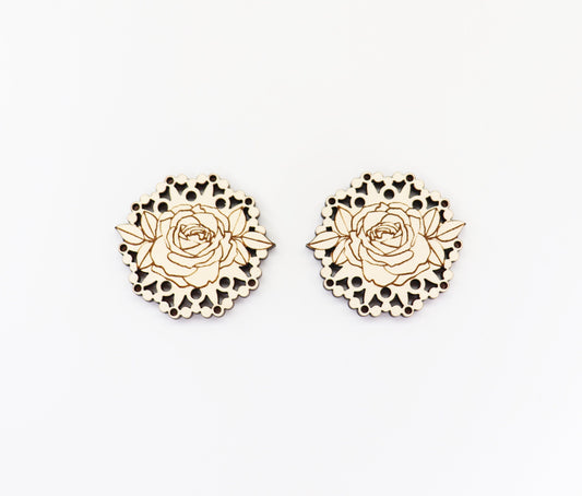 Rose Earring blanks, DIY earrings, flower earrings, sold per set