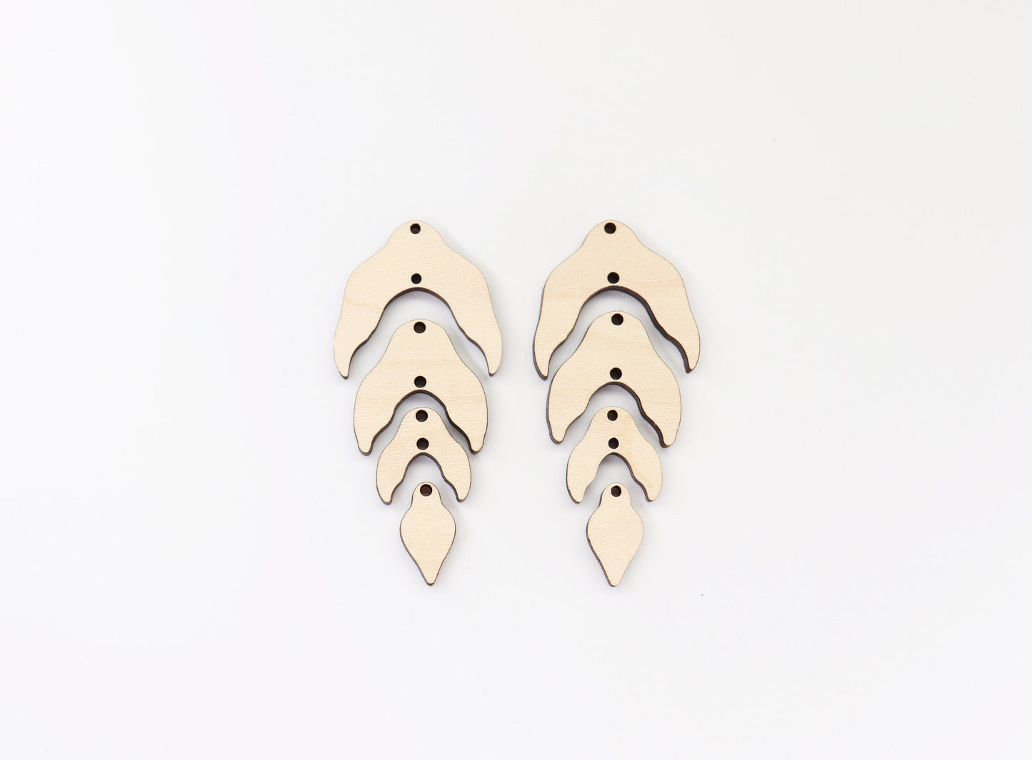 4 piece leaf earring blanks, wood earrings, earring blanks