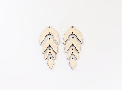 4 piece leaf earring blanks, wood earrings, earring blanks