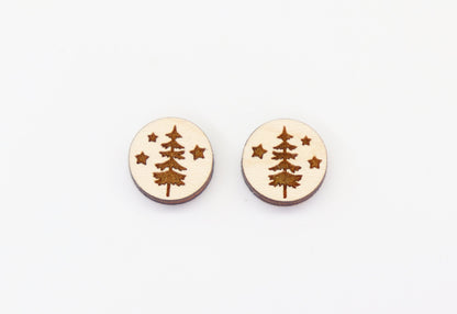 Tree studs, Wood earring blanks, DIY earrings, wood studs, sold per set