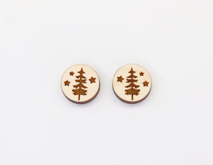 Tree studs, Wood earring blanks, DIY earrings, wood studs, sold per set