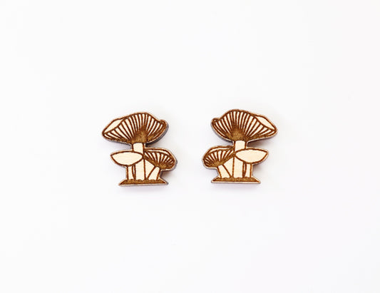 Mushroom stud blanks, wood earring blanks