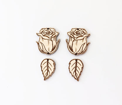 2 Piece rose earring blanks, DIY earrings, earring blanks, sold per set