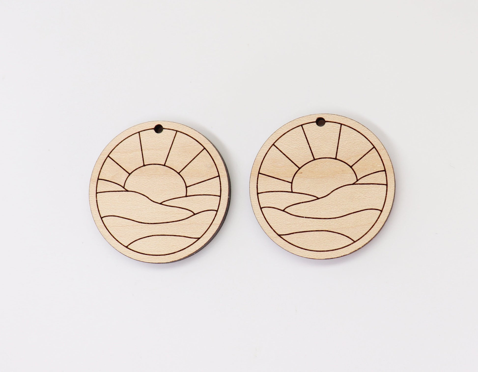 Sun earring blanks,  wood earring blanks, sold per set