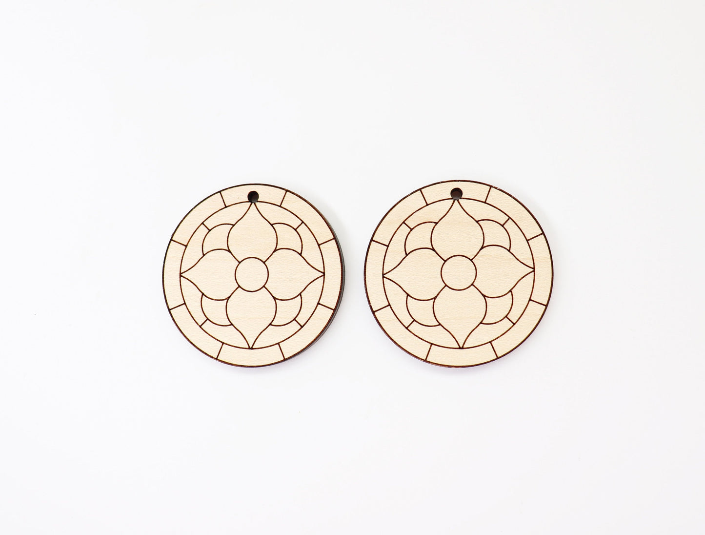 Round Barn quilt wood earring blanks,  wood earring blanks, sold per set