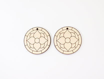 Round Barn quilt wood earring blanks,  wood earring blanks, sold per set