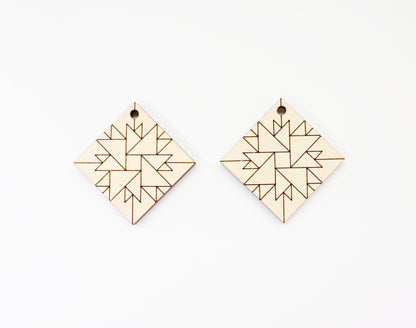 Barn quilt wood earring blanks,  wood earring blanks, sold per set