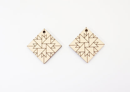 Barn quilt wood earring blanks,  wood earring blanks, sold per set