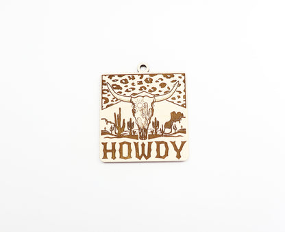 Howdy car charm, wood blanks, wood cutouts