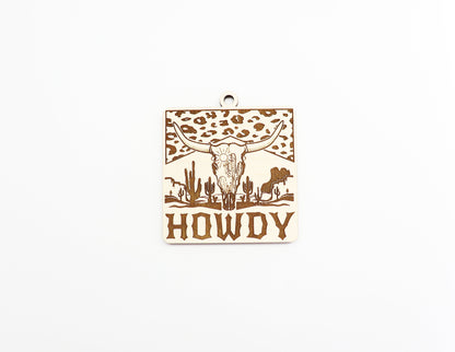 Howdy car charm, wood blanks, wood cutouts