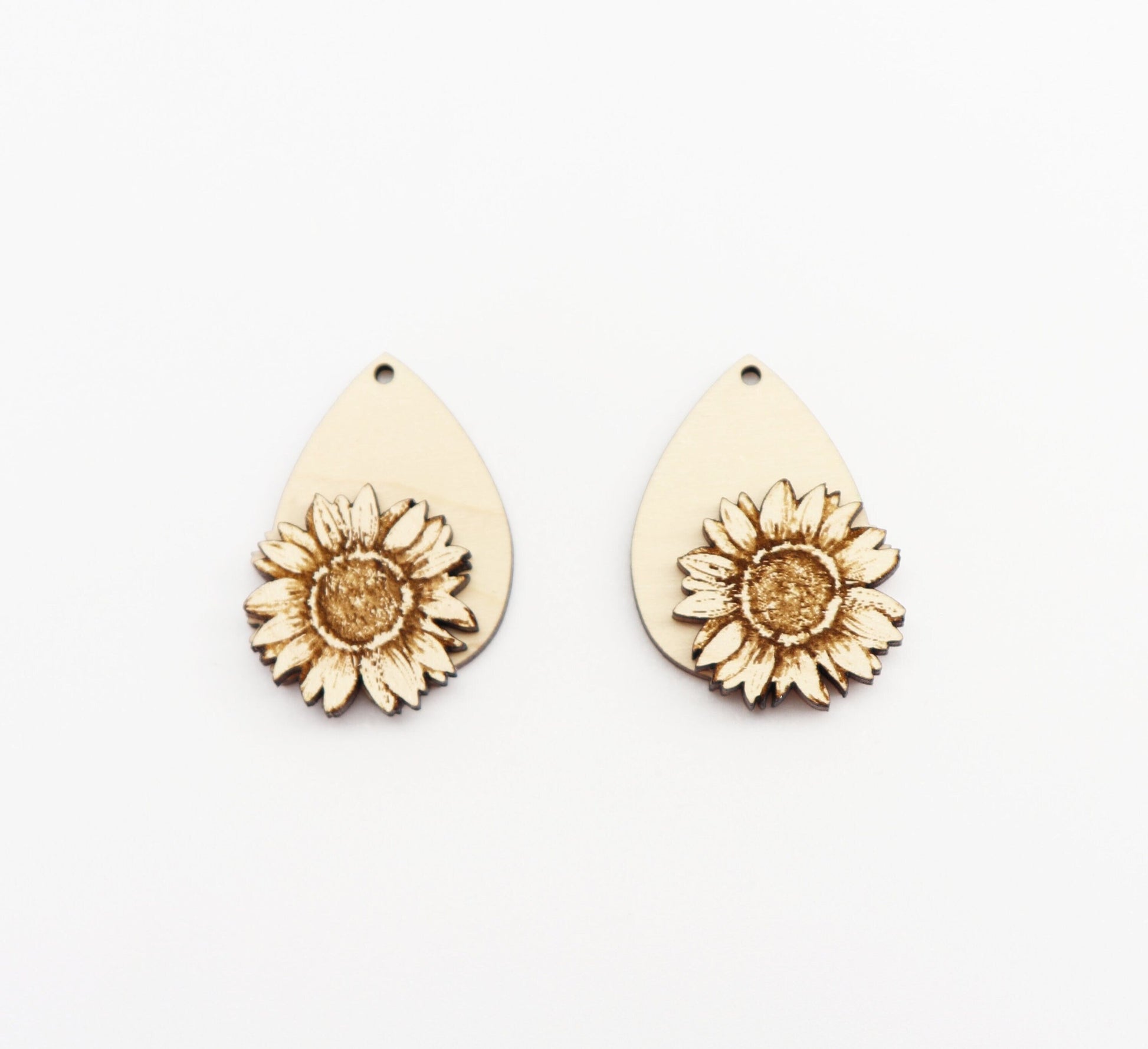 2 Piece Sunflower blanks, earring blanks, wood cutouts