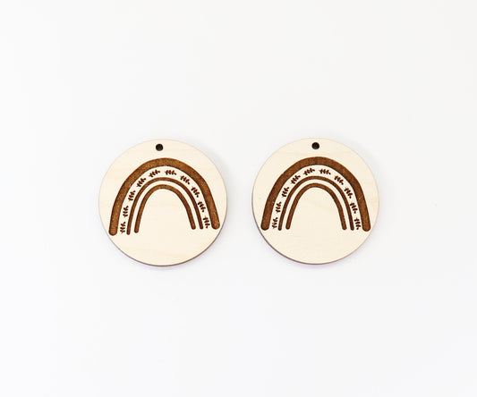 Round rainbow earrings, wood earring blanks, sold per set