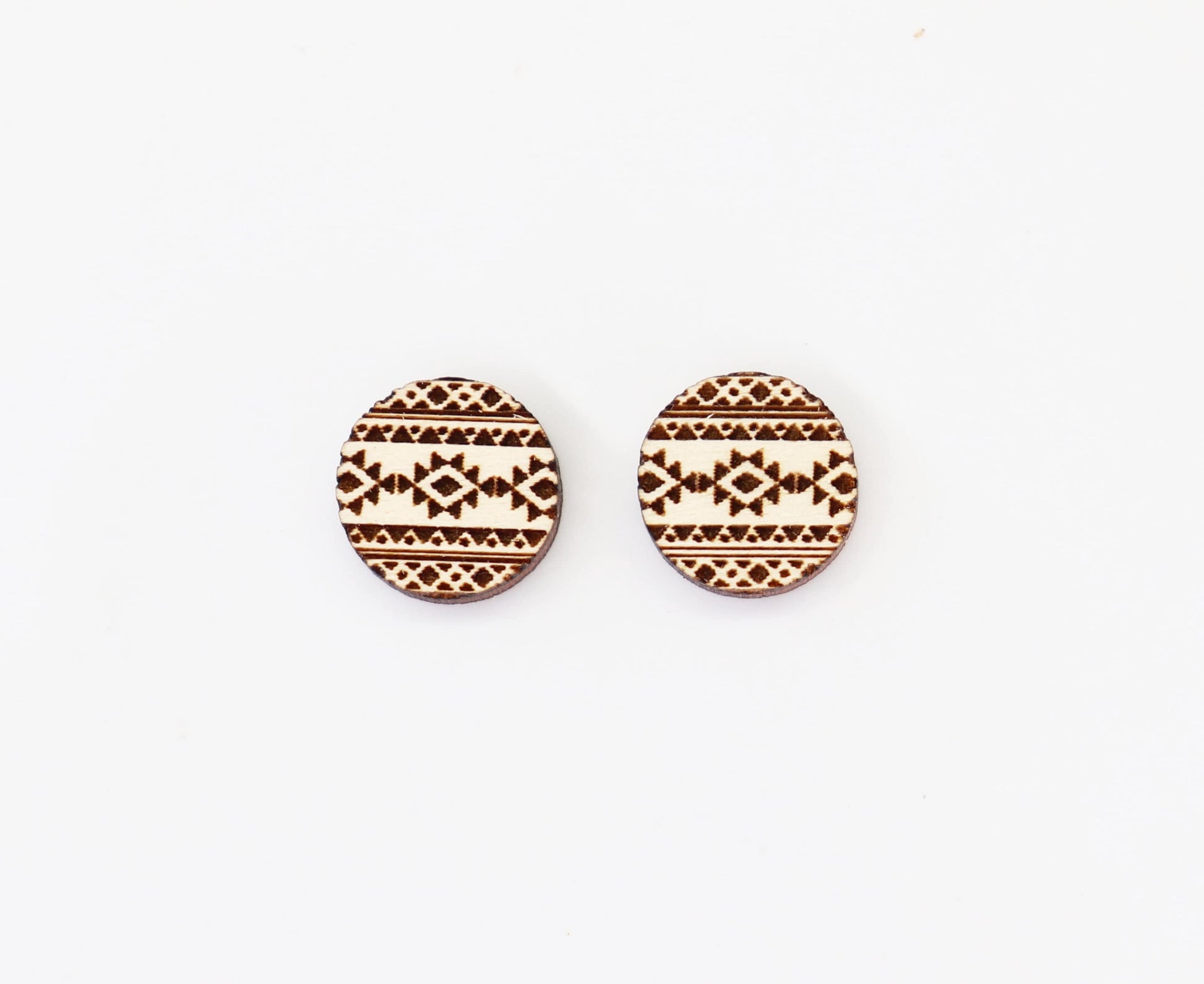 Aztec wood earring stud blanks, earring blanks, wood blanks