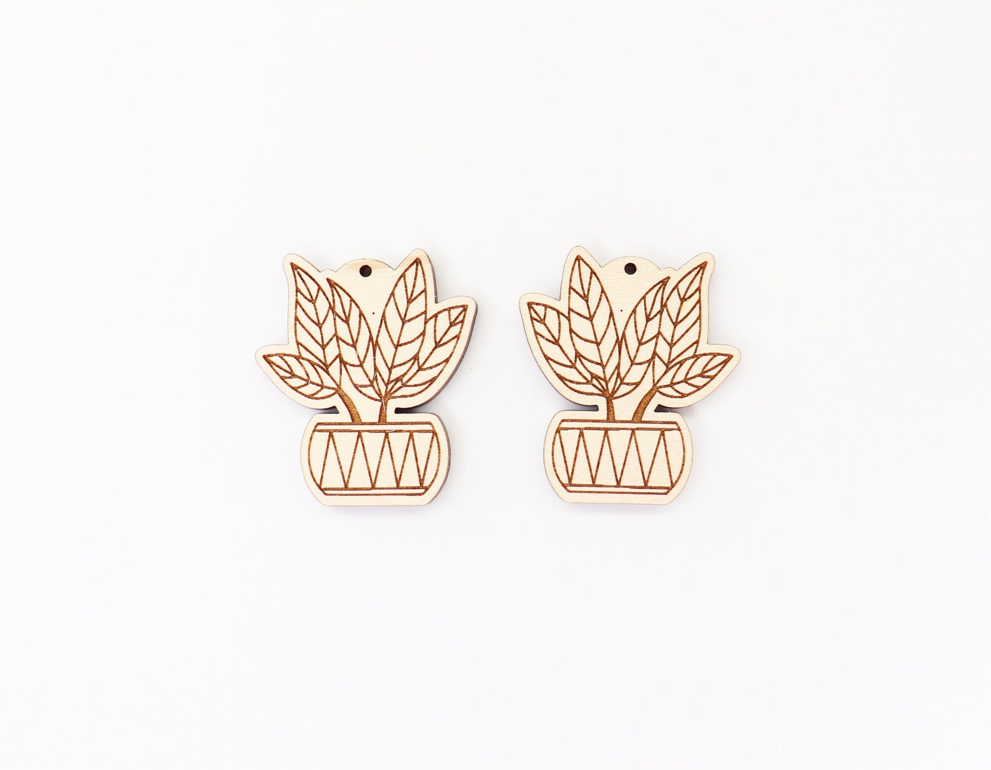 Plant earrings, earring blanks, wood earrings