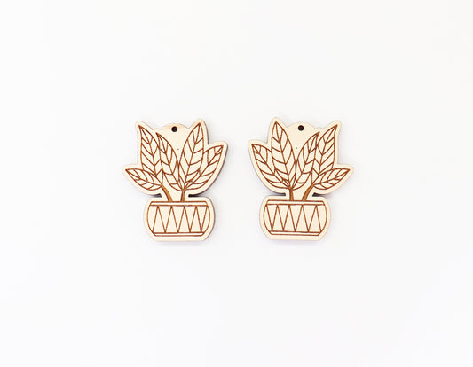 Plant earrings, earring blanks, wood earrings