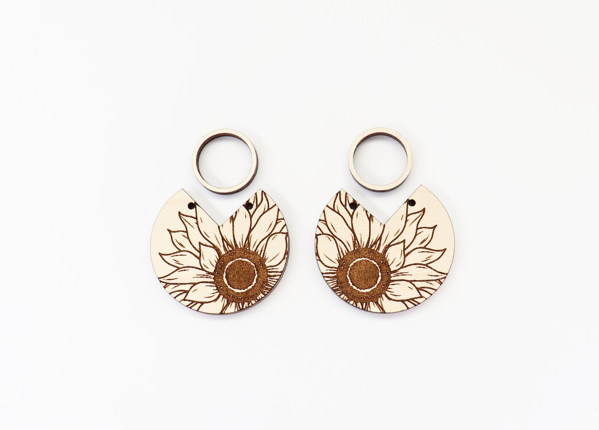 Sunflower cutouts, earring blanks, wood cutouts