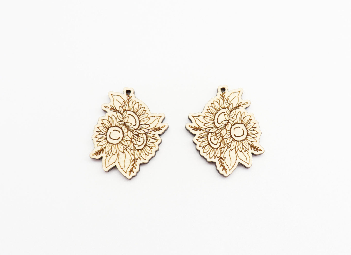 Sunflower earring blanks, wood cutouts