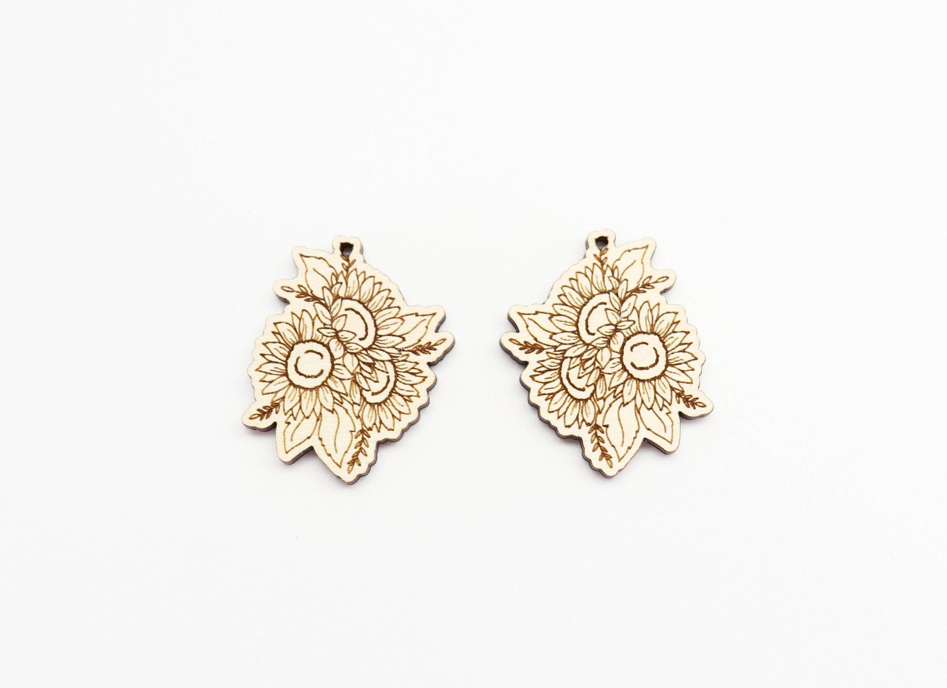 Sunflower earring blanks, wood cutouts