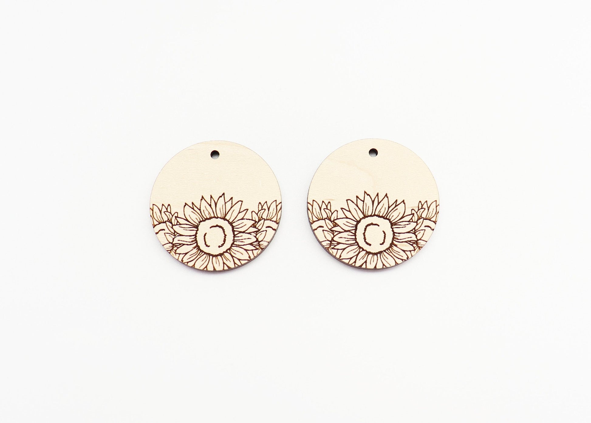 Round Sunflower earring blanks, wood cutouts