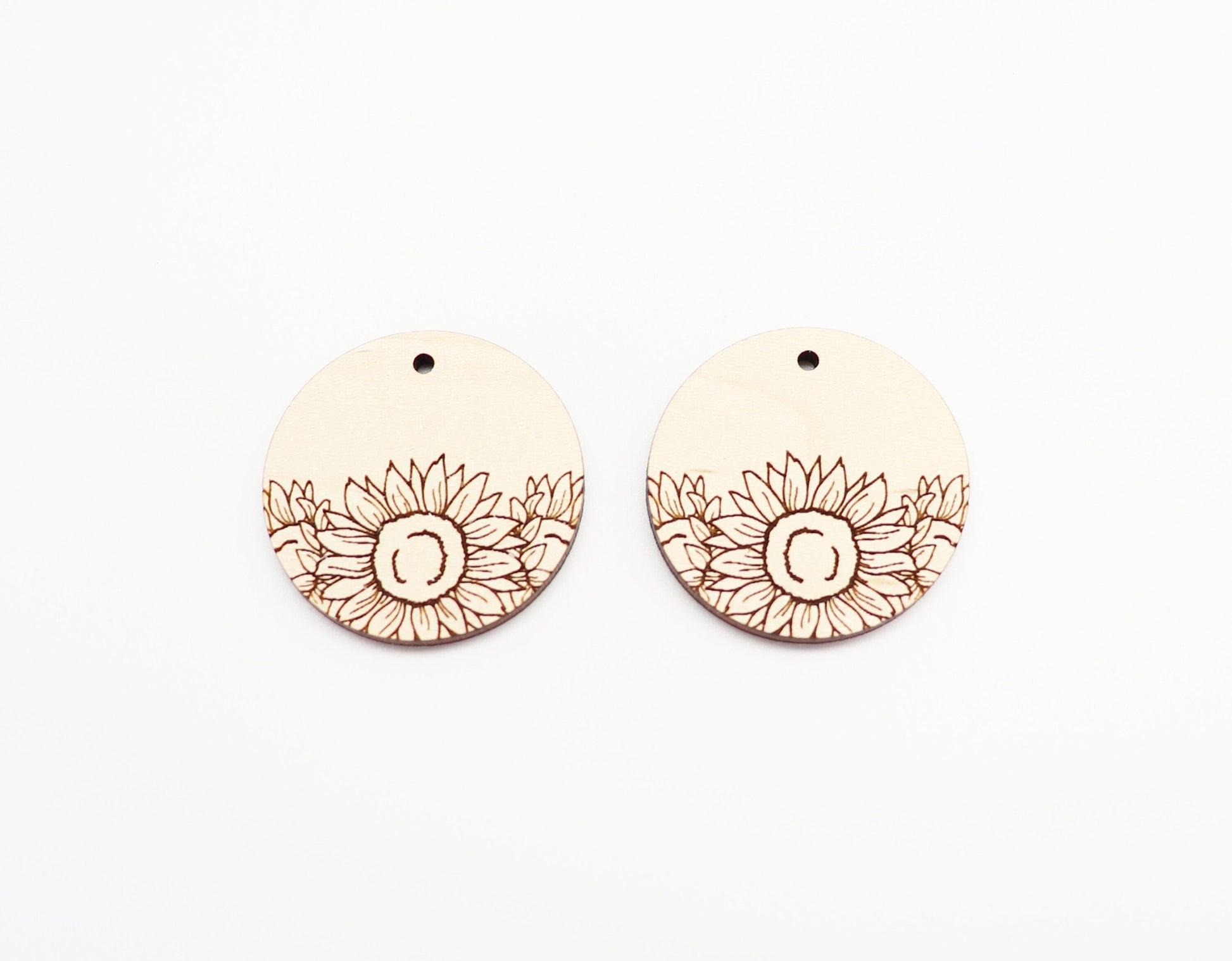 Round Sunflower earring blanks, wood cutouts