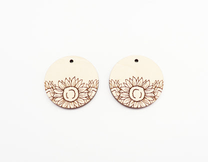 Round Sunflower earring blanks, wood cutouts