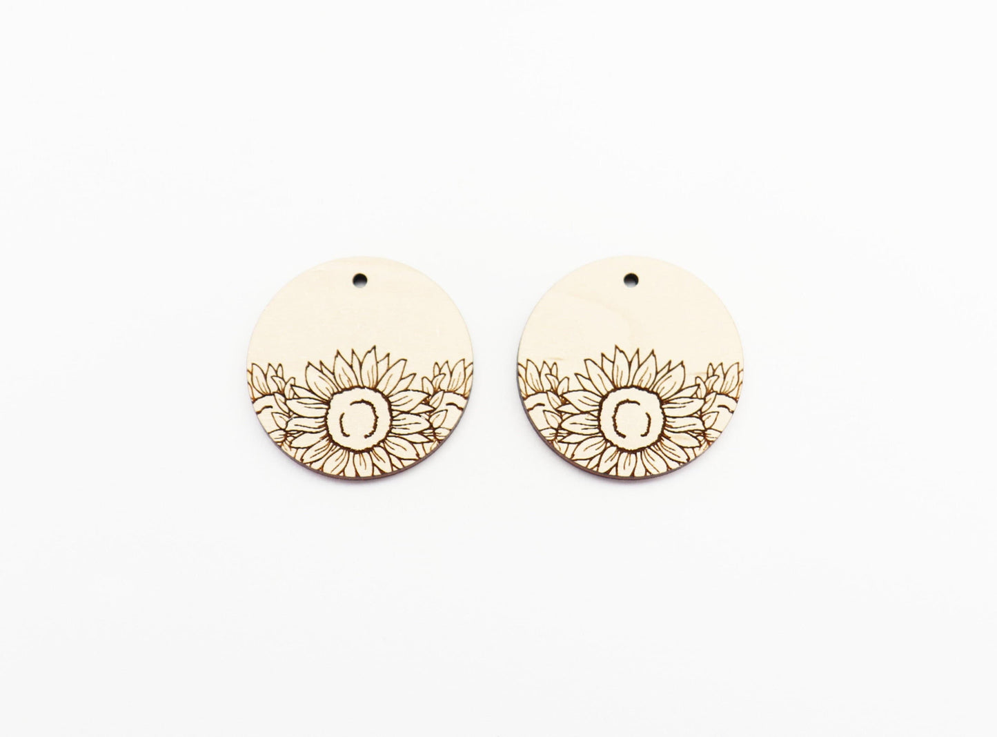 Round Sunflower earring blanks, wood cutouts