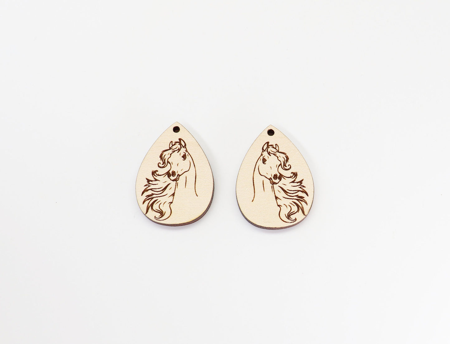 Horse Wood earring blanks, DIY earrings, earring blanks, sold per set