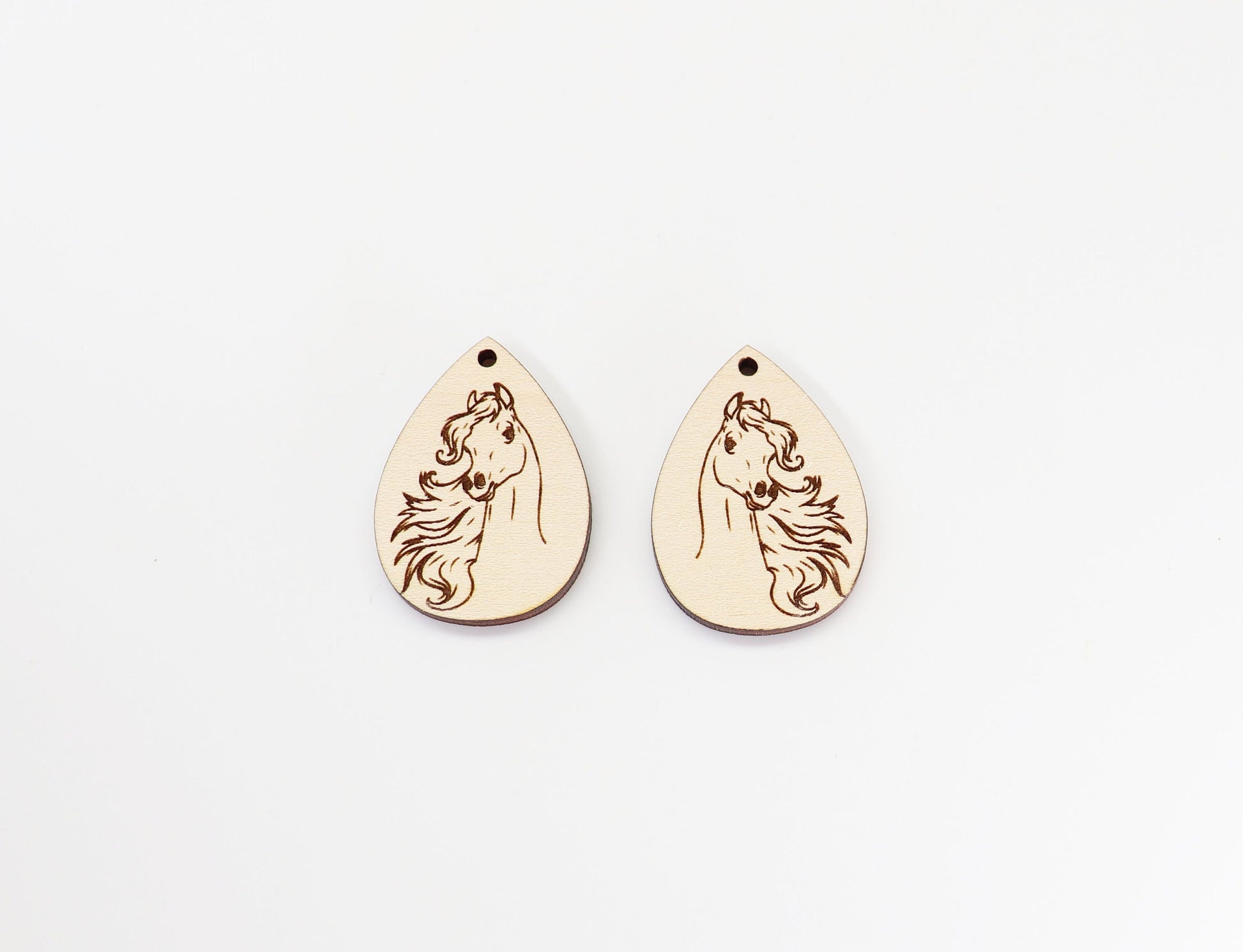 Horse Wood earring blanks, DIY earrings, earring blanks, sold per set