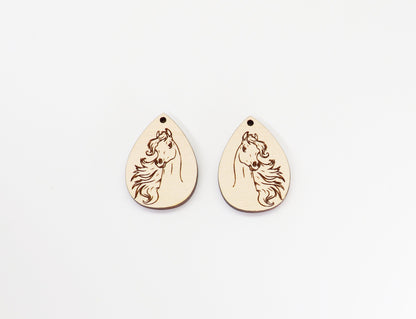 Horse Wood earring blanks, DIY earrings, earring blanks, sold per set