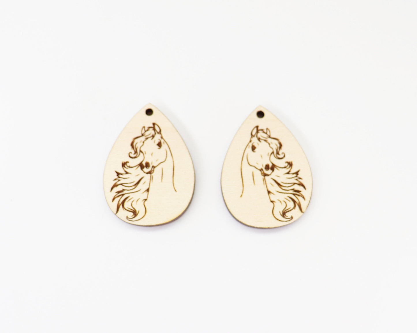 Horse Wood earring blanks, DIY earrings, earring blanks, sold per set