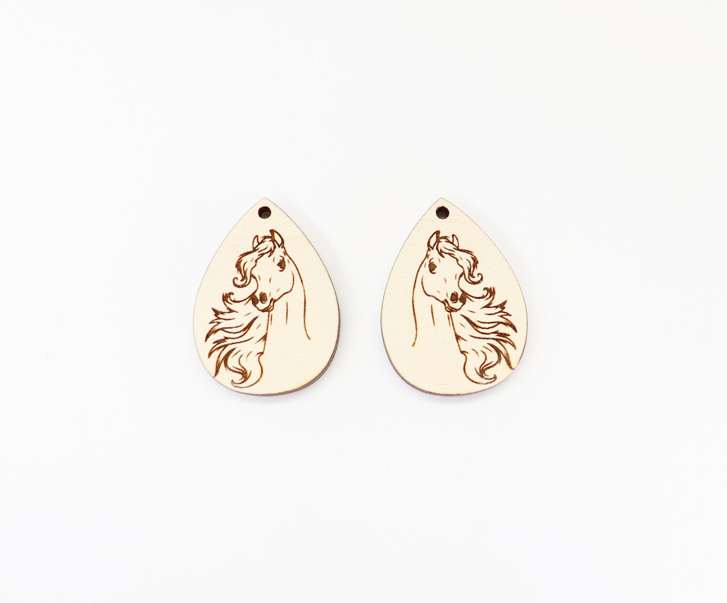 Horse Wood earring blanks, DIY earrings, earring blanks, sold per set