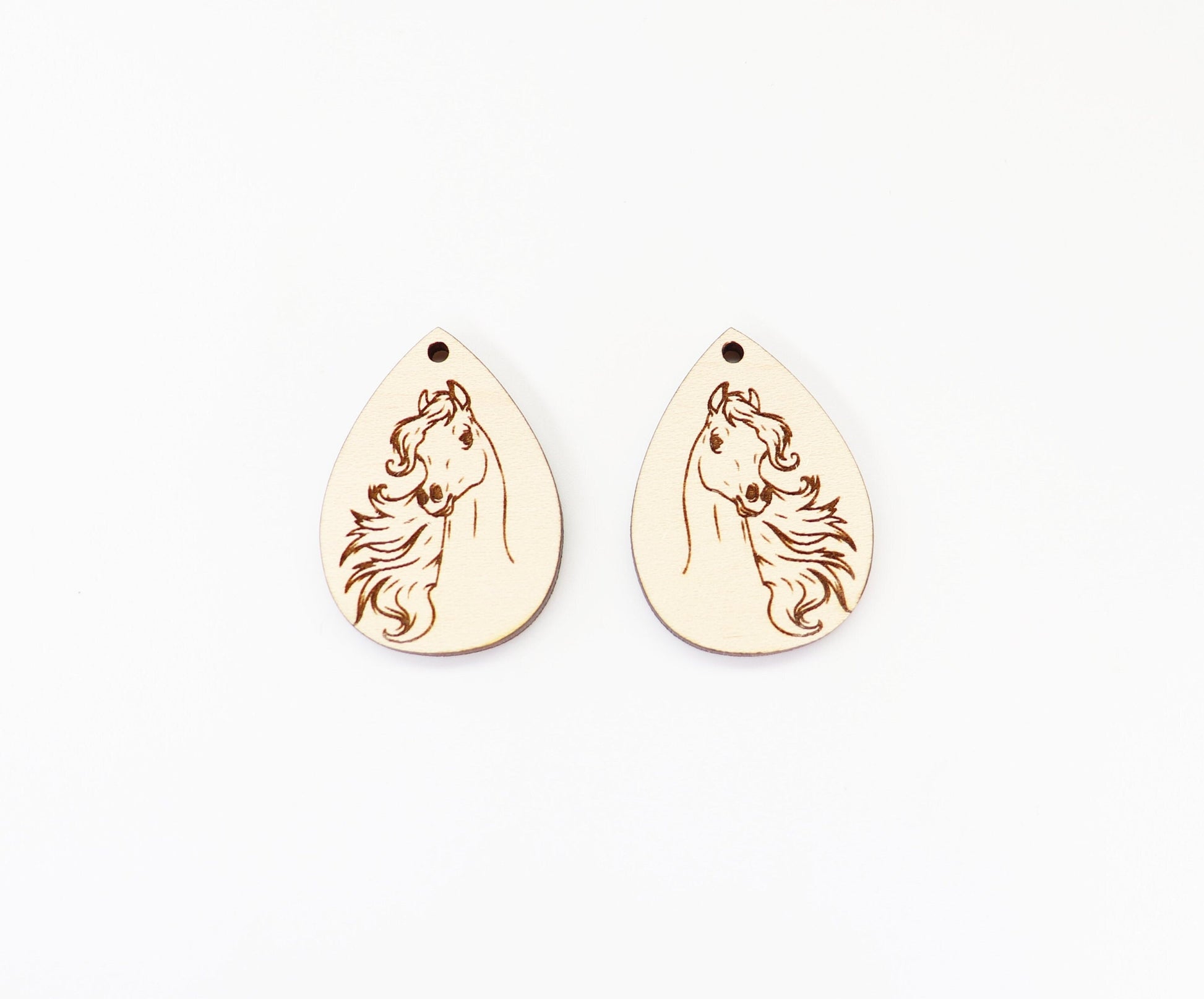 Horse Wood earring blanks, DIY earrings, earring blanks, sold per set