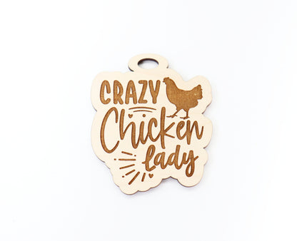 Crazy Chicken lady car charm,  wood blanks, wood cutouts