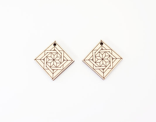 Barn quilt wood earring blanks,  wood earring blanks, sold per set