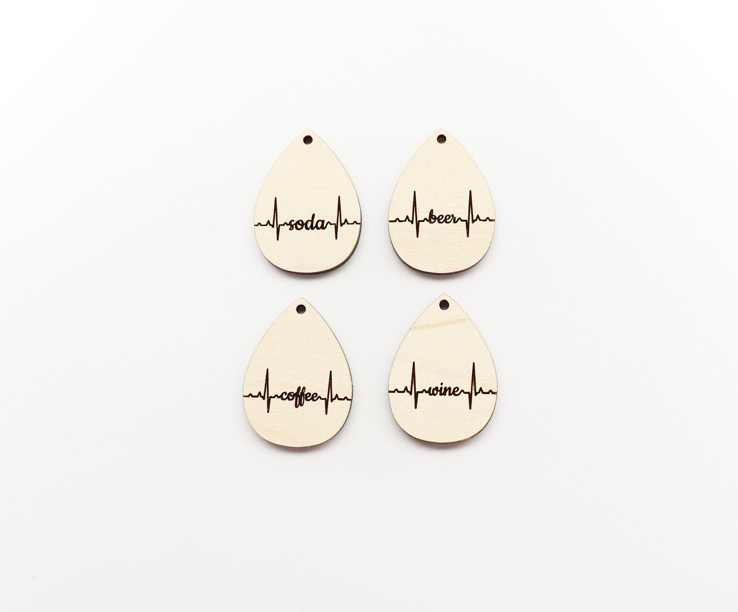 Teardrop wood earring blanks, wood cutouts, earring blanks