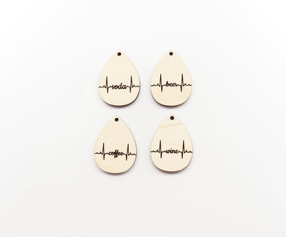 Teardrop wood earring blanks, wood cutouts, earring blanks