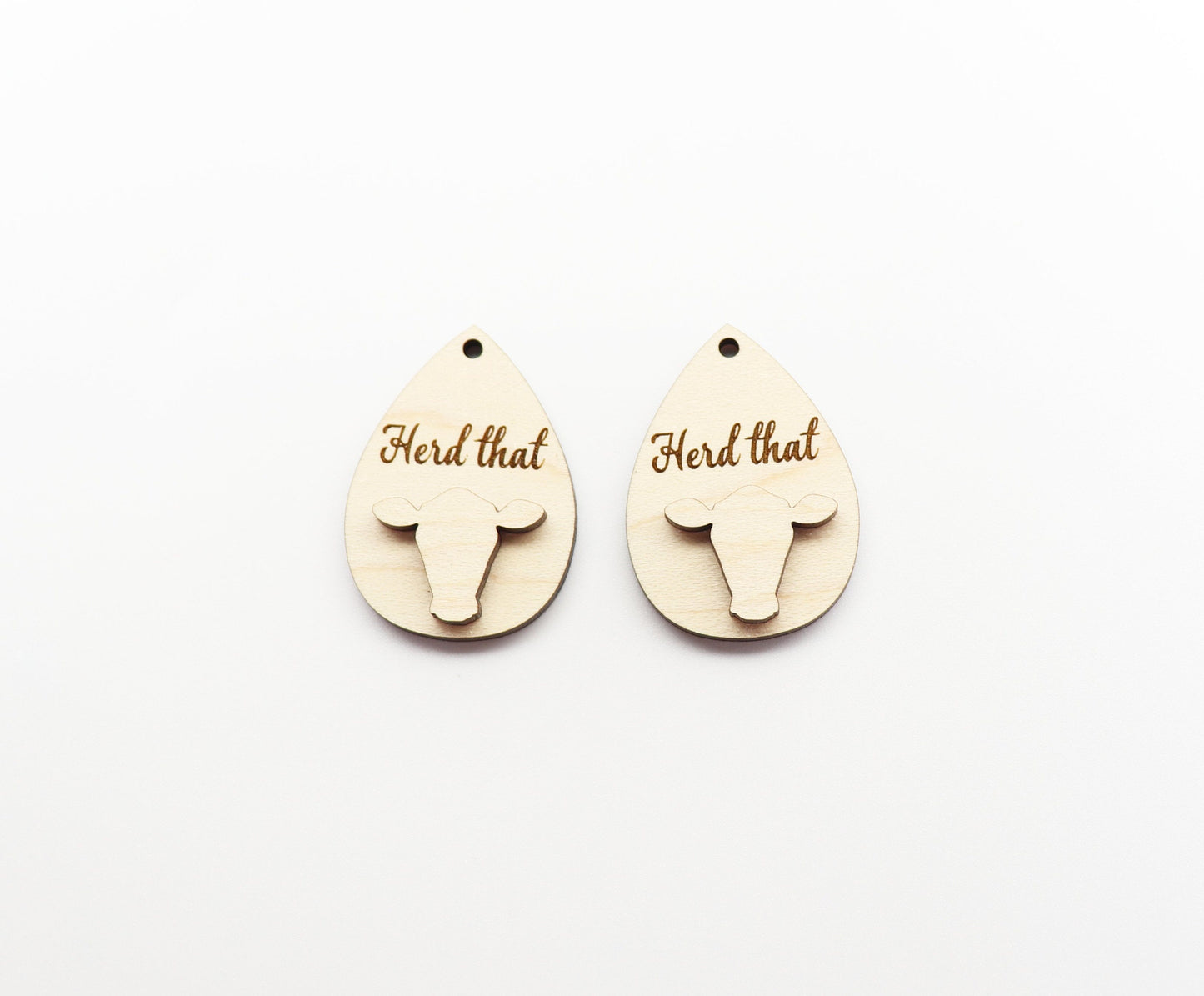 2 Piece layered cow blanks, earring blanks, wood cutouts