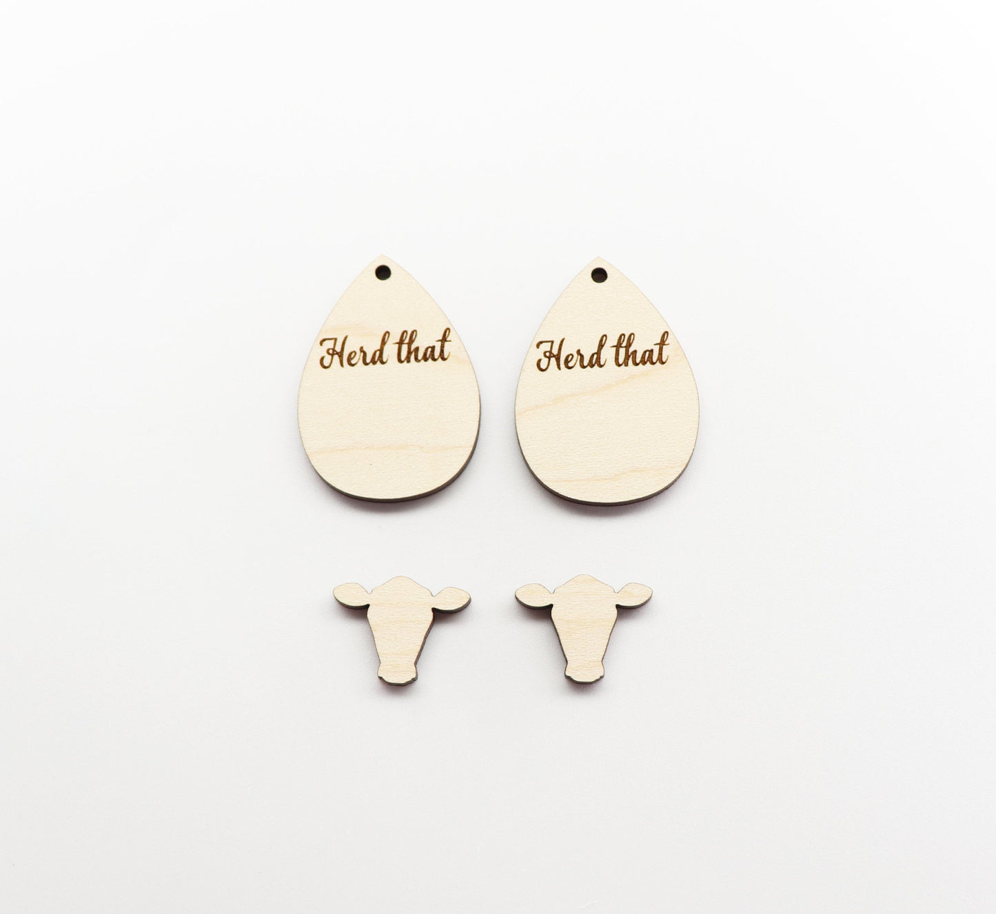 2 Piece layered cow blanks, earring blanks, wood cutouts