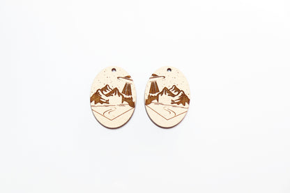 Mountain wood earring blanks, wood earring blanks, sold per set